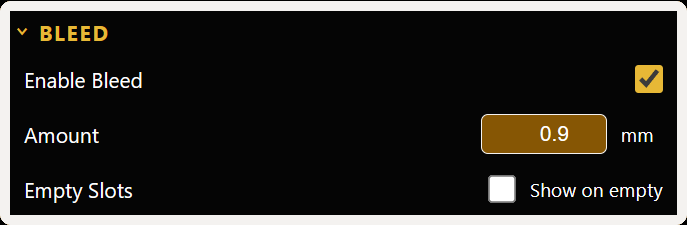 Bleed settings panel